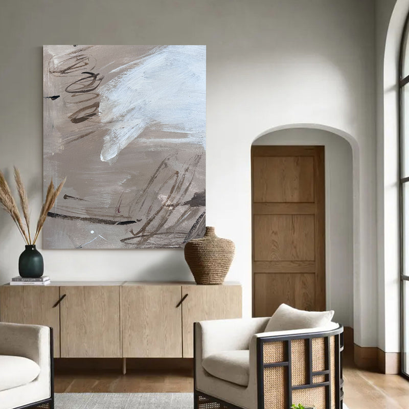 Abstract Art Grey Brown Livingroom Abstract Acrylic Painting Abstract Wall Art For Sale