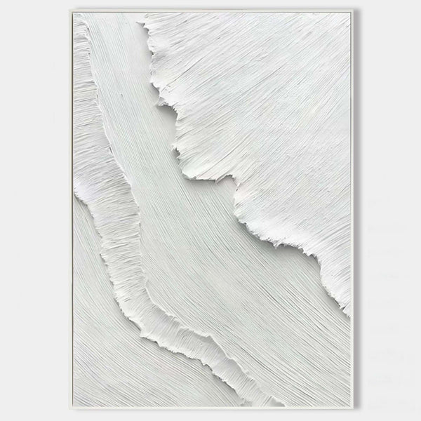 Modern 3D White Abstract Art Minimalist Painting Rich Textured Art White Plaster Wall Art