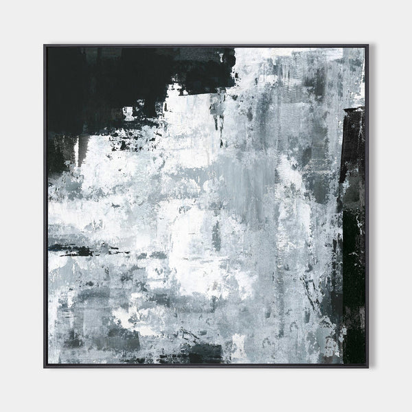 Black And White Wall Art Framed Dark Abstract Painting For Living Room