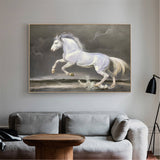 White Running Horses Canvas Wall Art Extra Large Wild Horse Canvas Art Moddern White Horse Painting