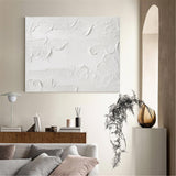 Large White Modern Abstract Painting On Canvas Extra Large Abstract Art Canvas Painting For Living Room