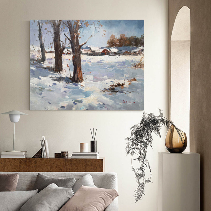 Winter Canvas Wall Art Snowscape Paintings, Snow covered pine trees Wall Art | Artexplore