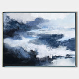 Abstract Horizontal  Black And Blue Wall Art Abstract Landscape Paintings 