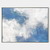 Blue White Abstract Landscape Painting For Living Room Extra Large Modern Abstract Art Painting For Home Decor