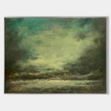 Impressionist Seascape Paintings Large Green Beach Canvas Wall Art Modern Beach Art