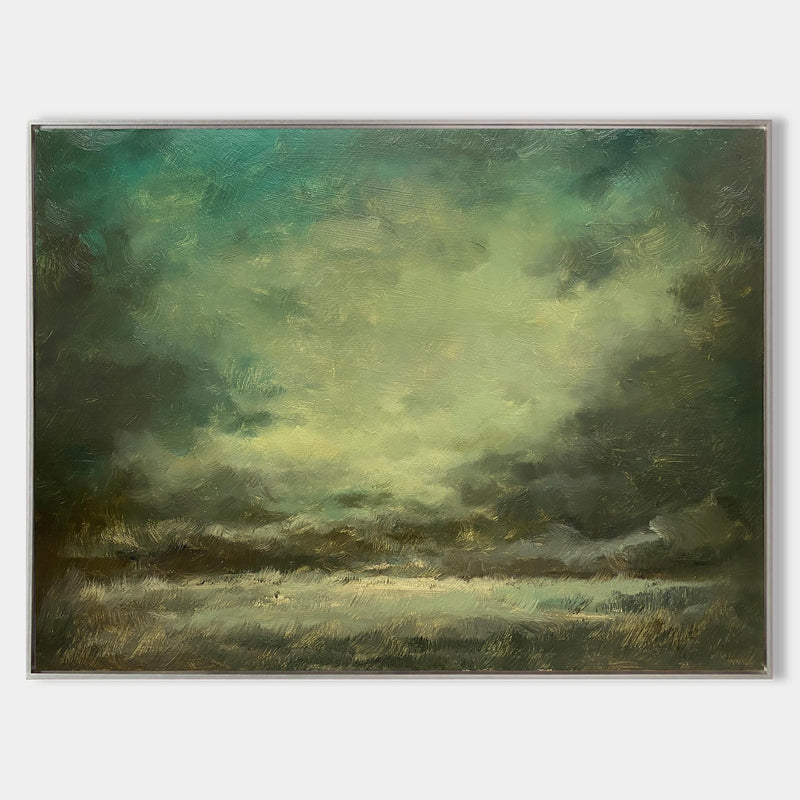 Impressionist Seascape Paintings Large Green Beach Canvas Wall Art Modern Beach Art