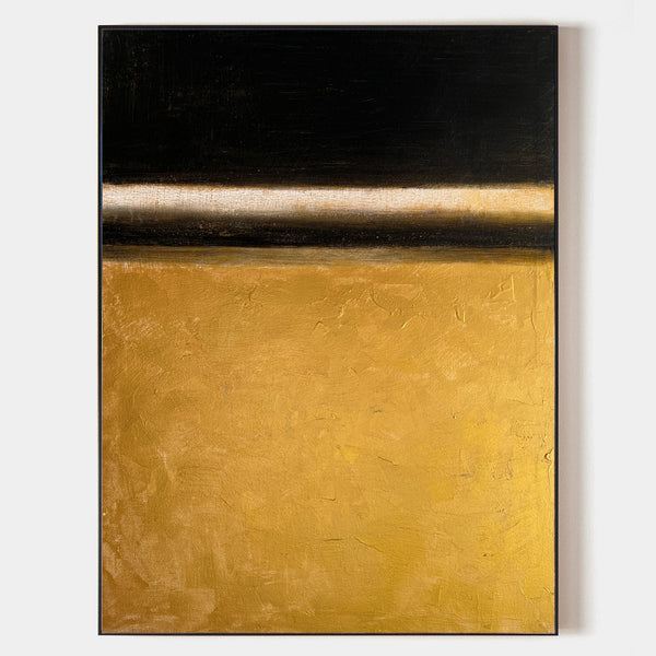 Large Black Gold Abstract Painting Minimalist Acrylic Painting Minimalist Canvas Wall Art For Livingroom