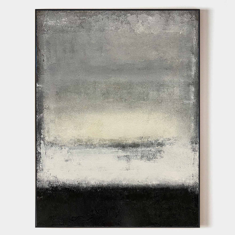 Large Contemporary Abstract Painting Grey Black Abstract Canvas Art Acrylic Painting