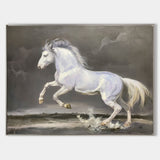 White Running Horses Canvas Wall Art Extra Large Wild Horse Canvas Art Moddern White Horse Painting