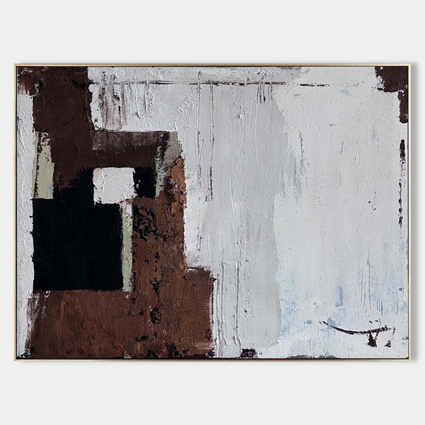 Japandi Abatract Wall Art Large Abstract Oil Paintings On Canvas Brown Acrylic Painting Modern Wall Art 