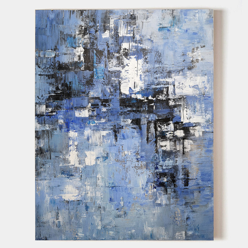 36 X 48 Vertical Blue Paintings For Bedroom Original Abstract Art