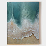 Large Blue Seascape Wall Art Contemporary Blue Coastal Canvas Art Ocean Wave Painting