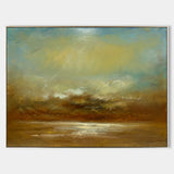 Color Green Impressionist Seascape Paintings Large Beach Canvas Wall Art Modern Beach Art