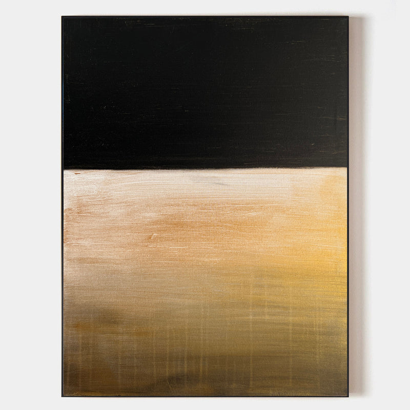 Modern Black And Gold Minimalist Painting Large Abstract Acrylic Painting Canvas Wall Art For Sale