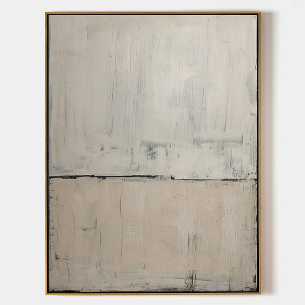 Wabi-sabi Beige Grey Wall Art Minimalist Painting On Canvas Large Canvas Art For Livingroom