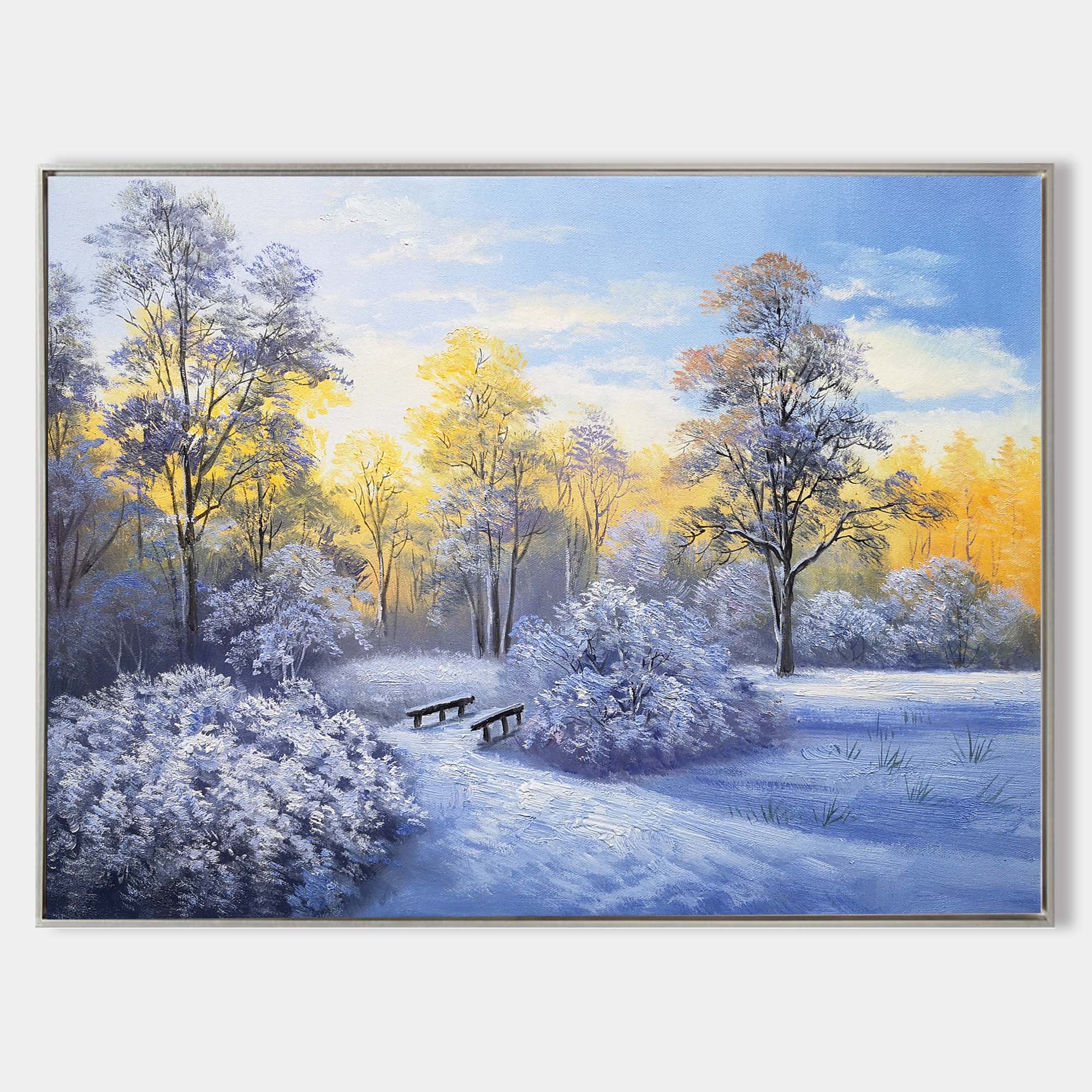 Modern Winter Landscape Snow Scene Wall Art Snowscape Canvas Wall Art
