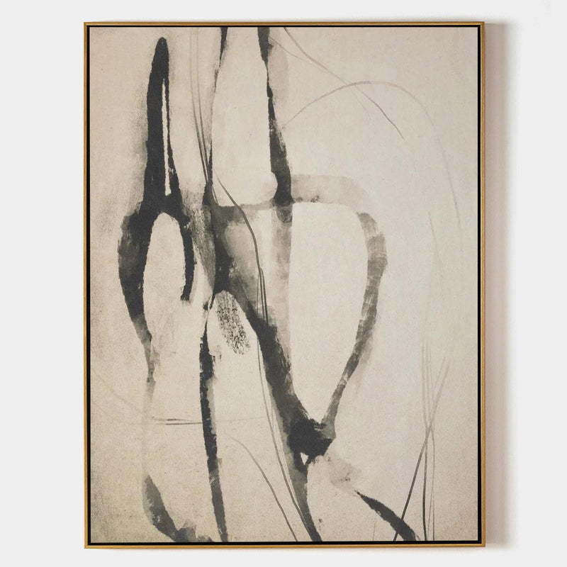 Minimalist Art Painting Black And White Abstract Wall Art Black Line Canvas Art | Artexplore