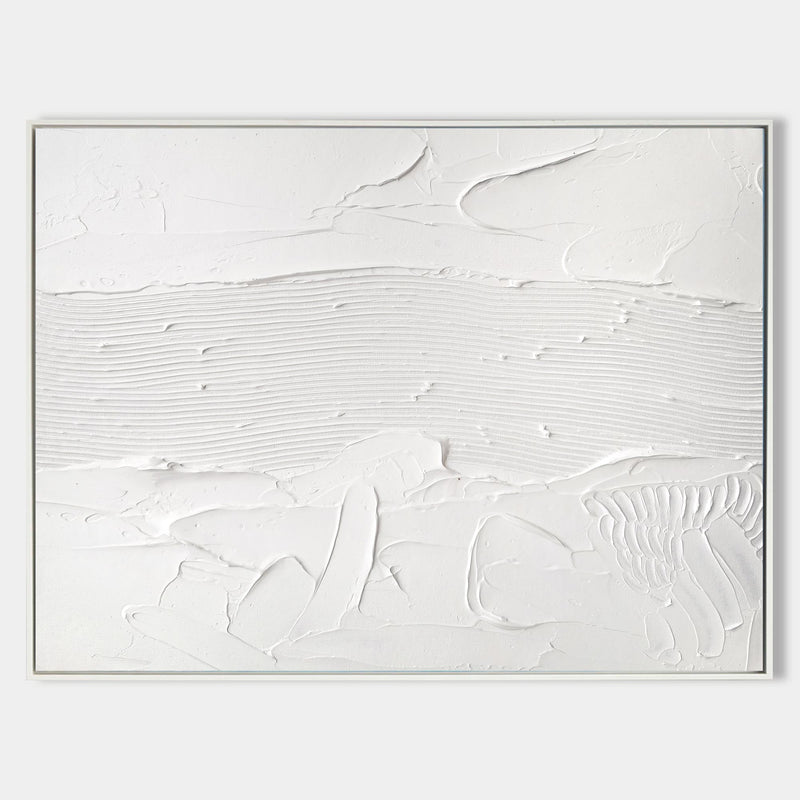 Modern Minimalist Abstract Art Textured Abstract Painting White Canvas Art Large Artwork For Bedroom 