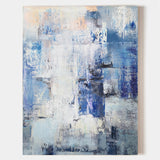 36 X 48 Vertical Blue And White Abstract Art Blue Wall Art For Living Room