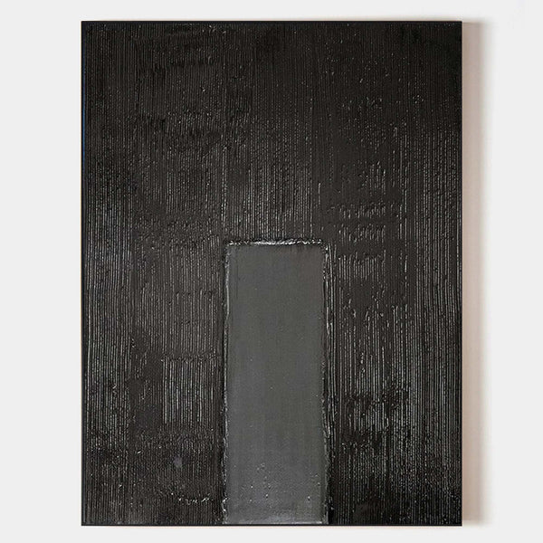 Black 3D Textured Painting Black 3D Minimalist Painting Large Black Canvas Wall Art For Sale