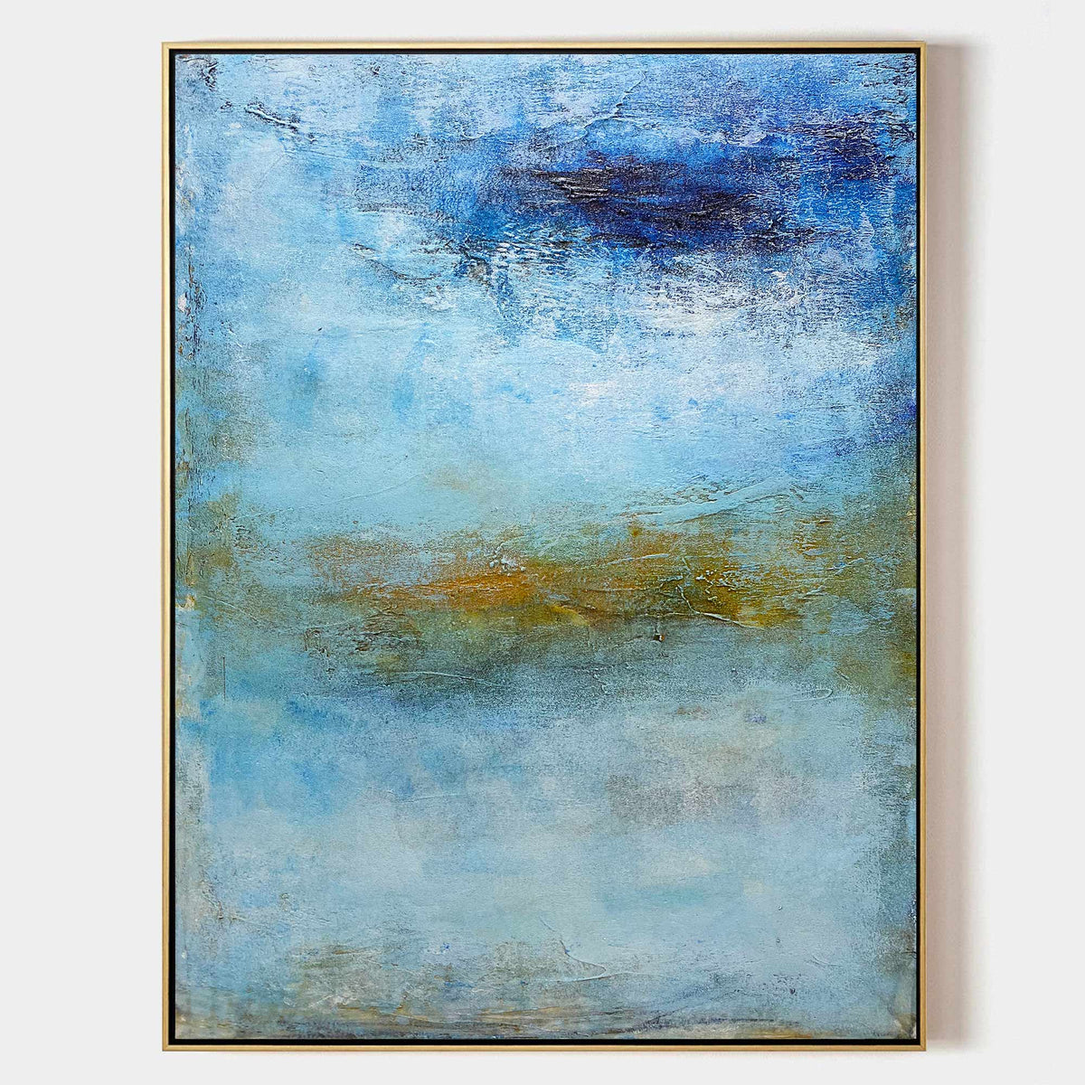 Blue Wave Oil Painting On Canvas Large Abstract Ocean Wall Art Ocean Wave Painting Acrylic Textured Art Blue And Gold Abstract Painting