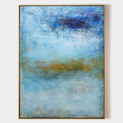 Blue Wave Oil Painting On Canvas Large Abstract Ocean Wall Art Ocean Wave Painting Acrylic Textured Art Blue And Gold Abstract Painting