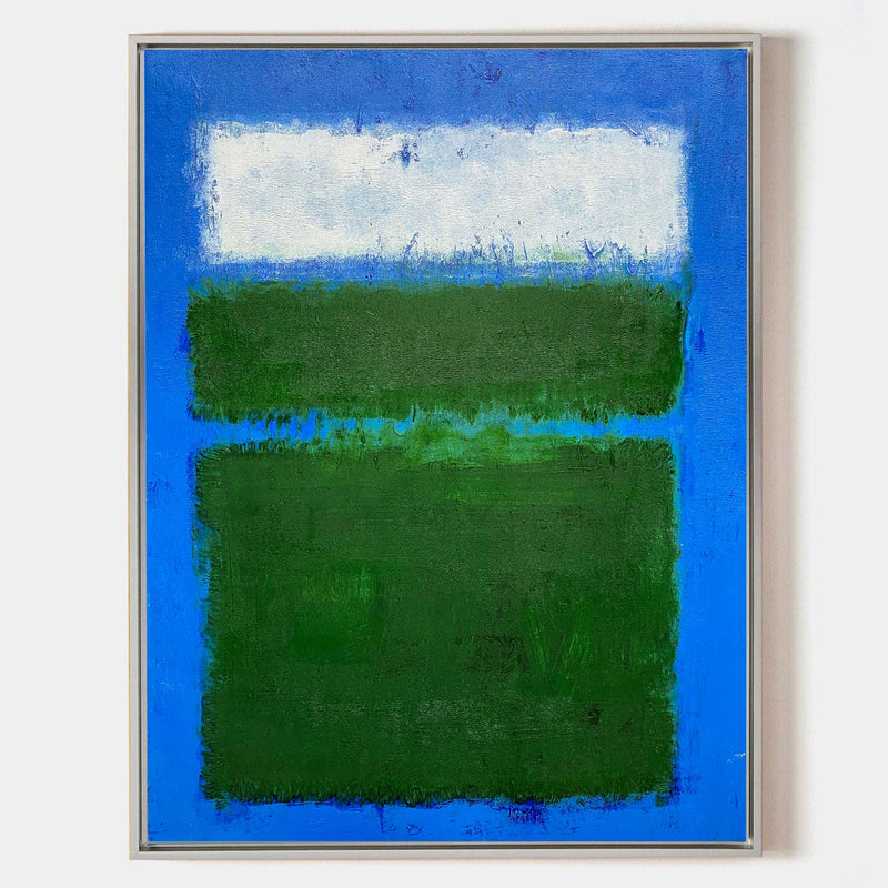 Blue And Green Minimalist Acrylic Painting On Canvas Extra Large Minimal Canvas Art Abstract Minimalist Modern Wall Art