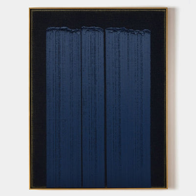Wabi-sabi Black Blue Acrylic Painting Blue Minimalist Painting Blue 3D Textured Painting Modern Minimalist Art