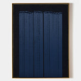 Wabi-sabi Black Blue Acrylic Painting Blue Minimalist Painting Blue 3D Textured Painting Modern Minimalist Art