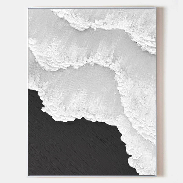 Black And White Wave Oil Painting On Canvas Large Abstract Ocean Wall Art Ocean Wave Painting Acrylic Textured Art Blue And Gold Abstract Painting