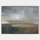 Dark Grey Textured Landscape Wall Art Modern Acrylic Paintings Canvas Artwork For Livingroom