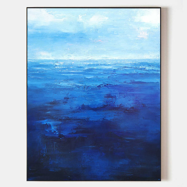 Blue Ocean Painting On Canvas Contemporary Ocean Art Impressionist Ocean Painting