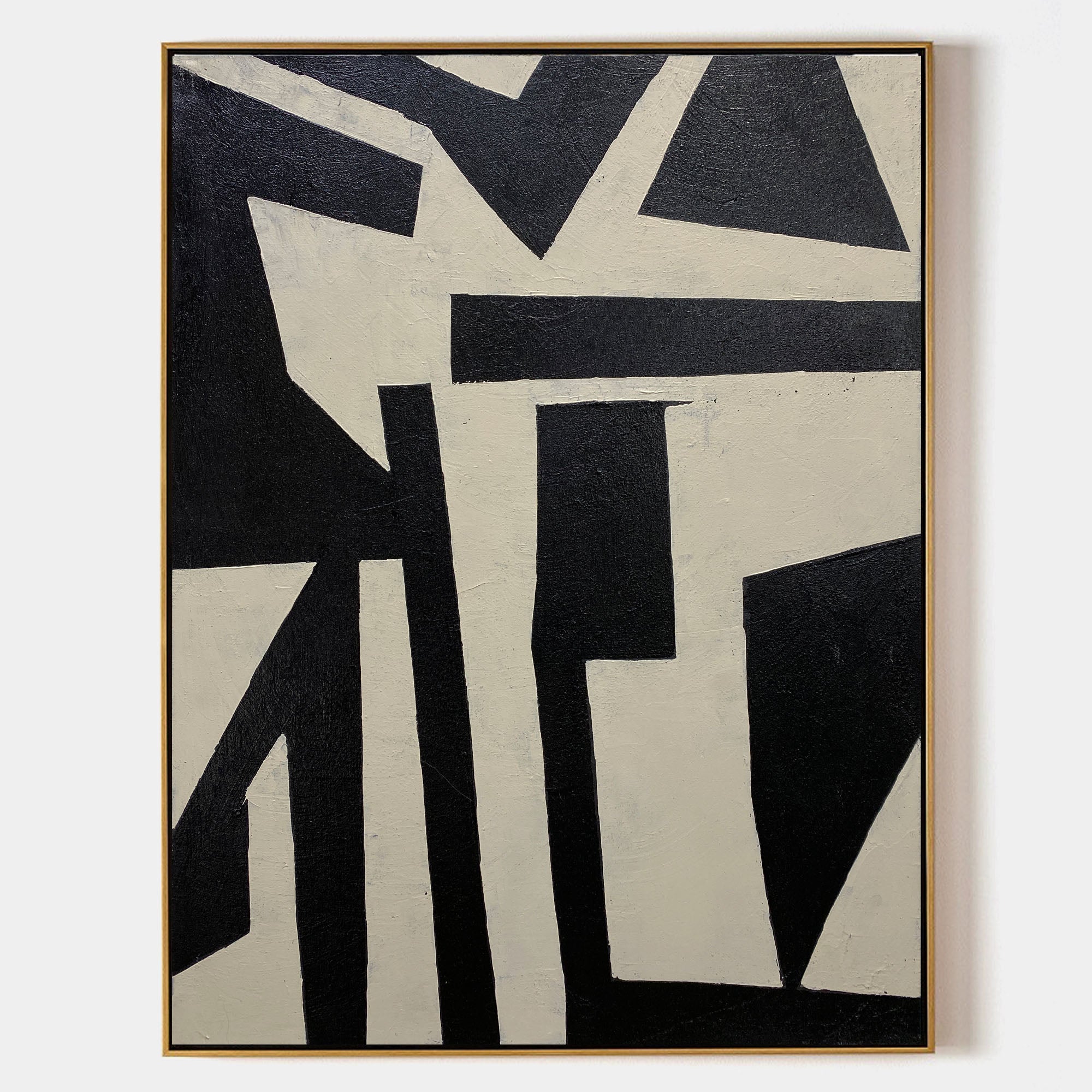 Modern Abstract Wall Art Extra Large Acrylic Painting Black Line