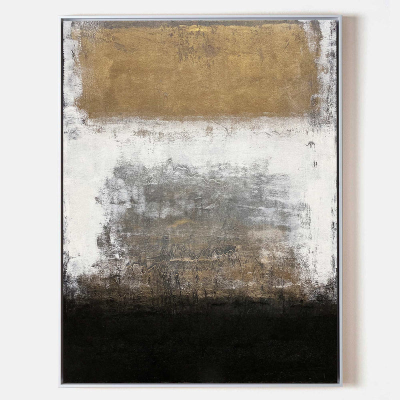 Minimalist Abstract Acrylic Painting Black Gold Abstract Canvas Art Original Modern Abstract Art