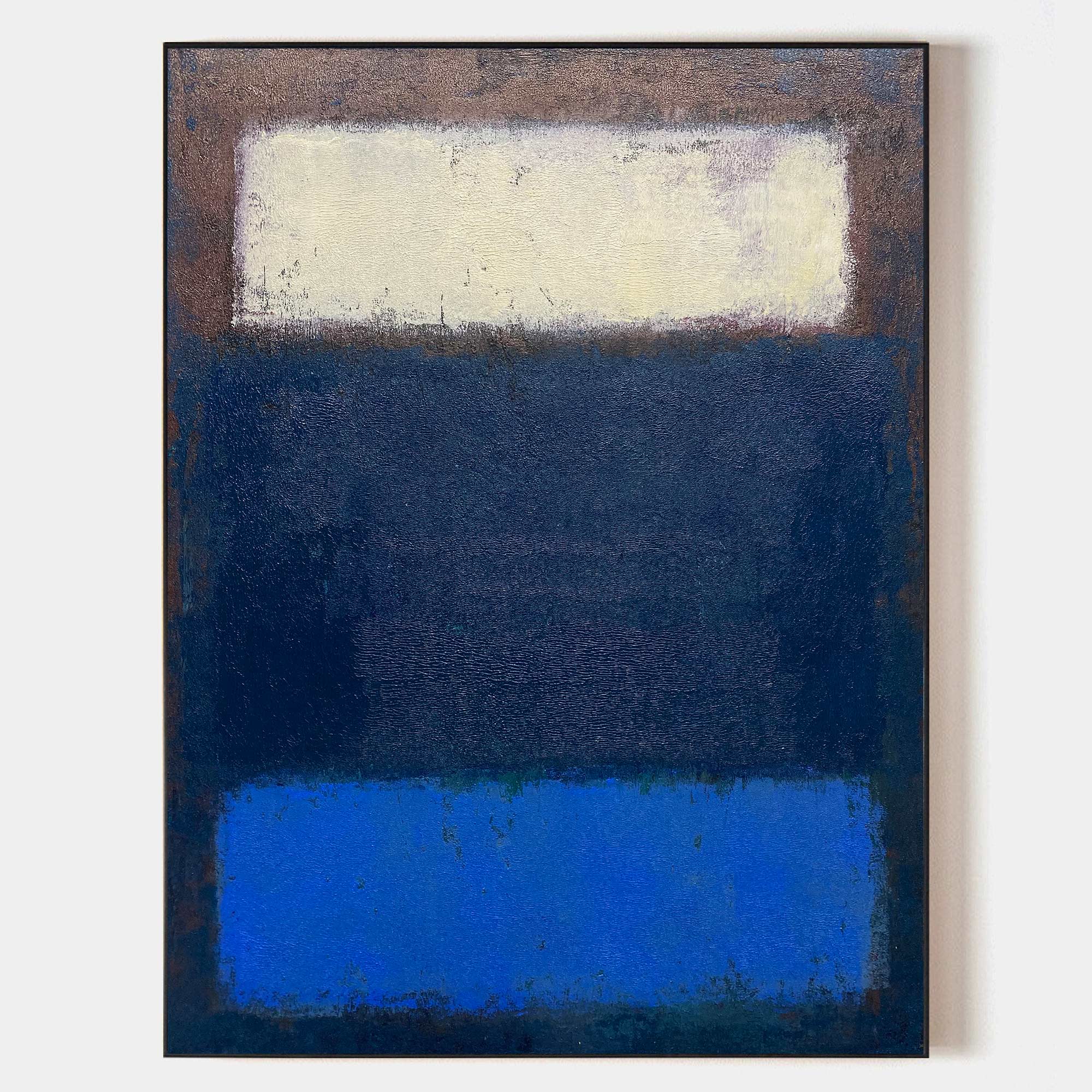 Blue And Brown Minimalist Acrylic Painting On Canvas Blue Minimal Canvas Art Abstract Minimalist Modern Wall Art For Living Romm