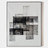 Acrylic Geometric Painting Modern Abstract Minimalist Art Black White
