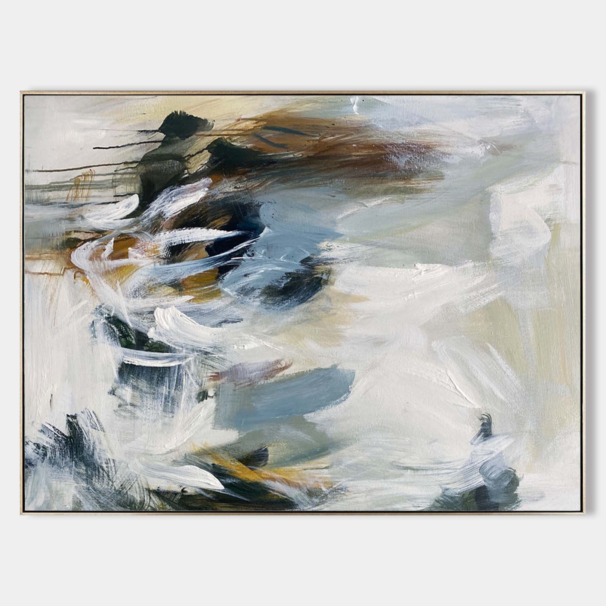White Gray Minimalist Art Gray Abstract Art Canvas Wall Art
