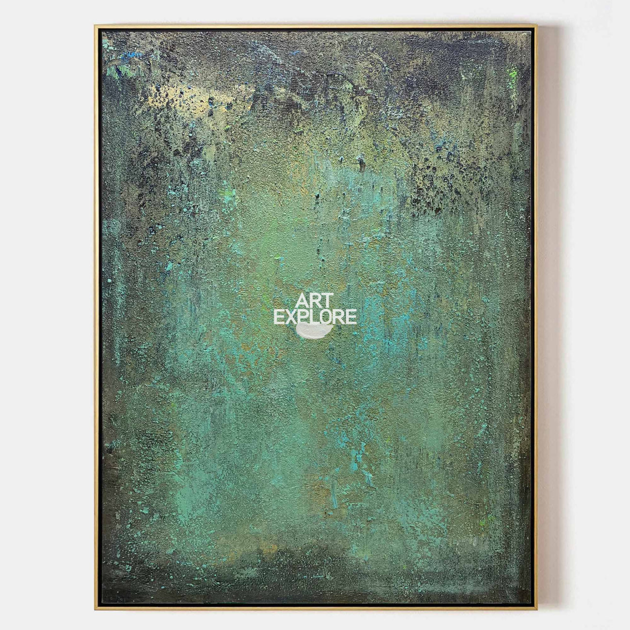 Large Green Acrylic Painting On Canvas Oversized Textured Modern Abstract Art Framed Canvas Art for Sale