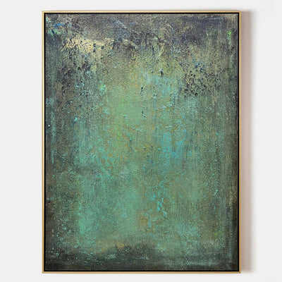 Large Green Acrylic Painting On Canvas Oversized Textured Modern Abstract Art Framed Canvas Art for Sale