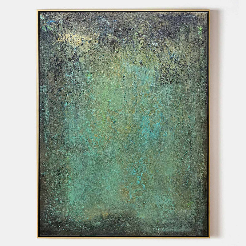 Large Abstract Green Acrylic Painting On Canvas Oversized Textured Modern Abstract Art Framed Canvas Art 