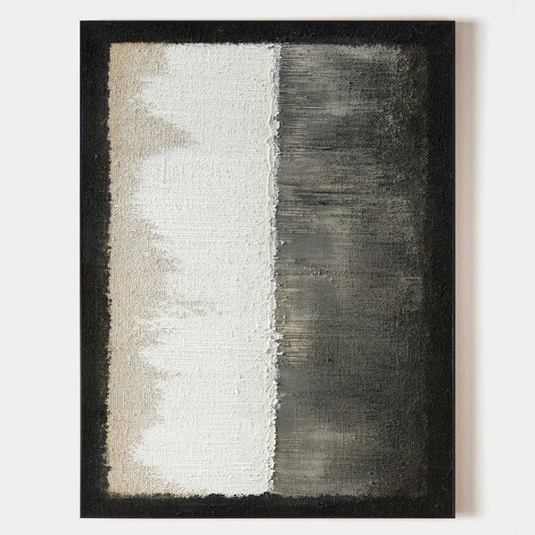 Modern Minimalist Artworks Black Beige Acrylic Painting Wabi-sabi Canvas Wall Art For Sale