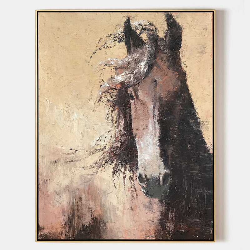 Large Abstract Horse Painting Brown Horse Painting Extra Large Textured Horse Art Oversized Horse Wall Art