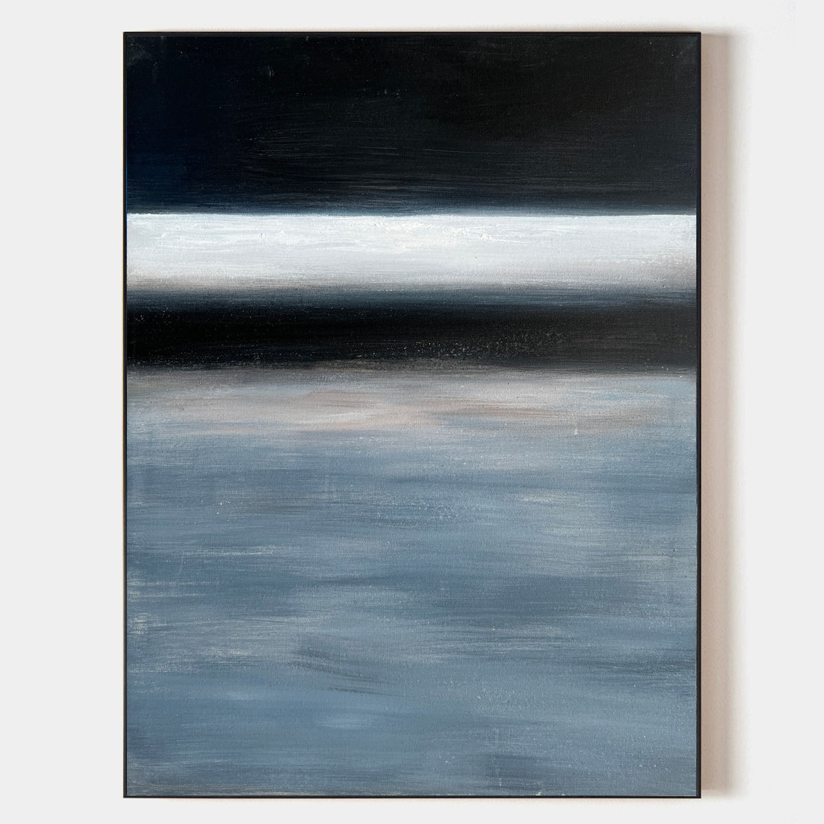 Modern Black And Blue Minimalist Painting Large Abstract Acrylic Painting Canvas Wall Art For Livingroom