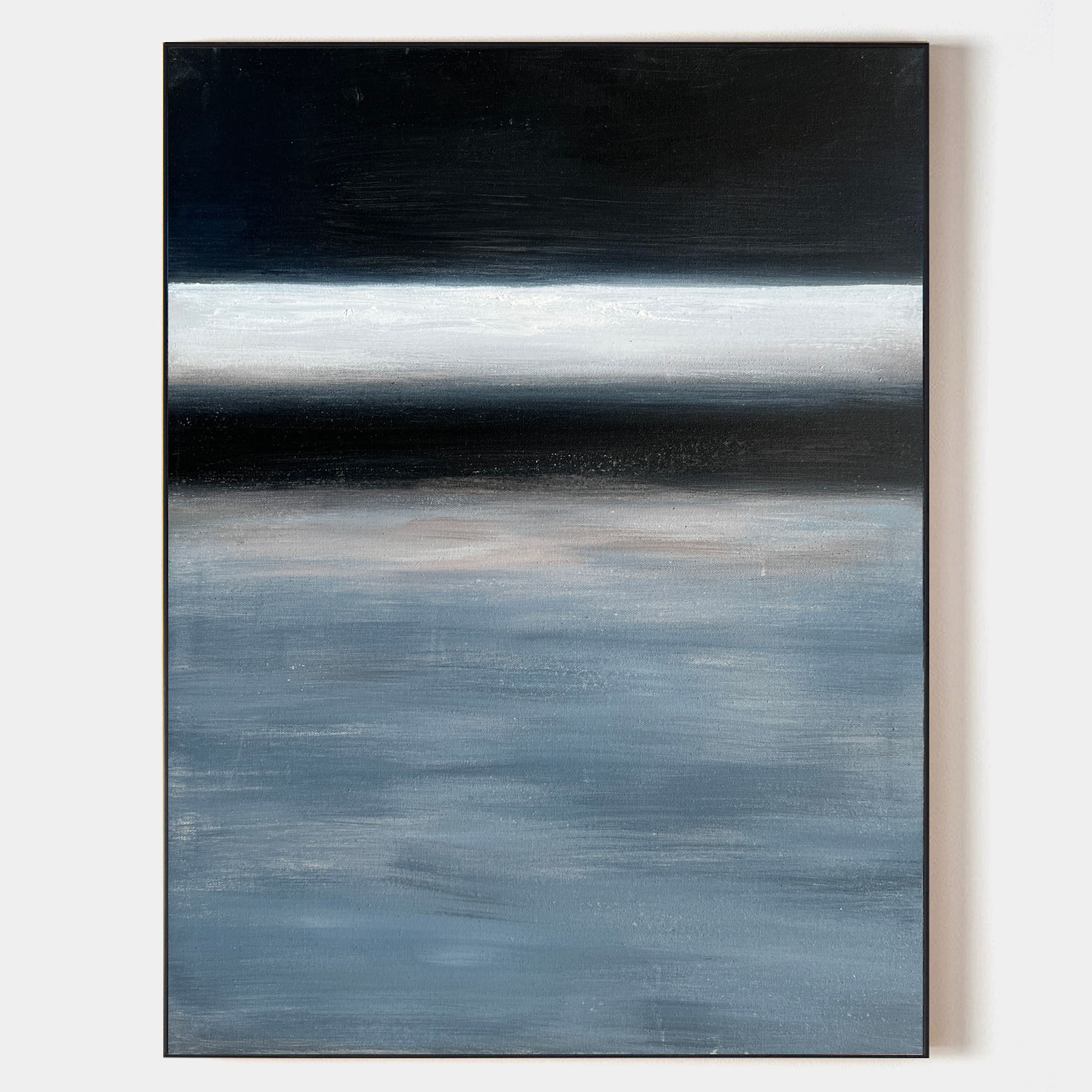 Modern Black And Blue Minimalist Painting Large Abstract Acrylic Painting Canvas Wall Art For Livingroom