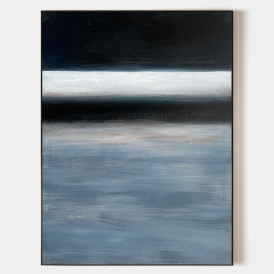 Modern Black And Blue Minimalist Painting Large Abstract Acrylic Painting Canvas Wall Art For Livingroom