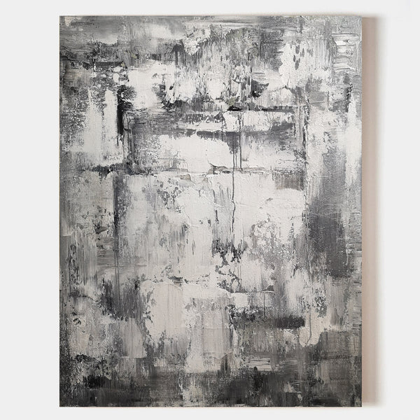 36 x 48 Vertical Grey Abstract Art Canvas Painting For Living Room