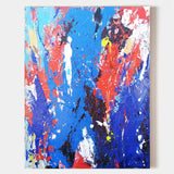 36 x 48 Vertical Multicolor Wall Painting Blue And Red Textured Abstract Art