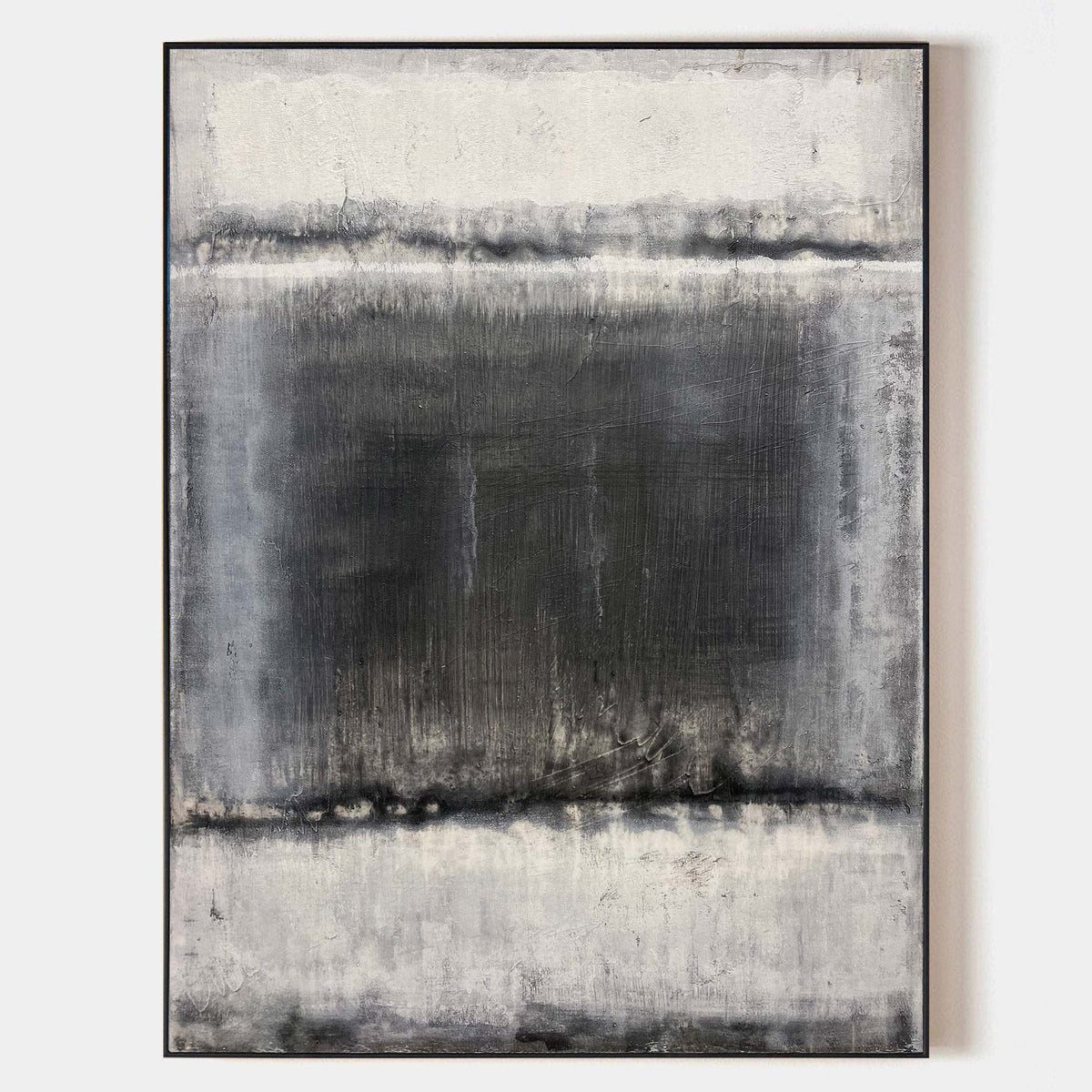 Black And White Abstract Acrylic Painting On Canvas Extra Large Abstract Canvas Art Grey Modern Wall Art