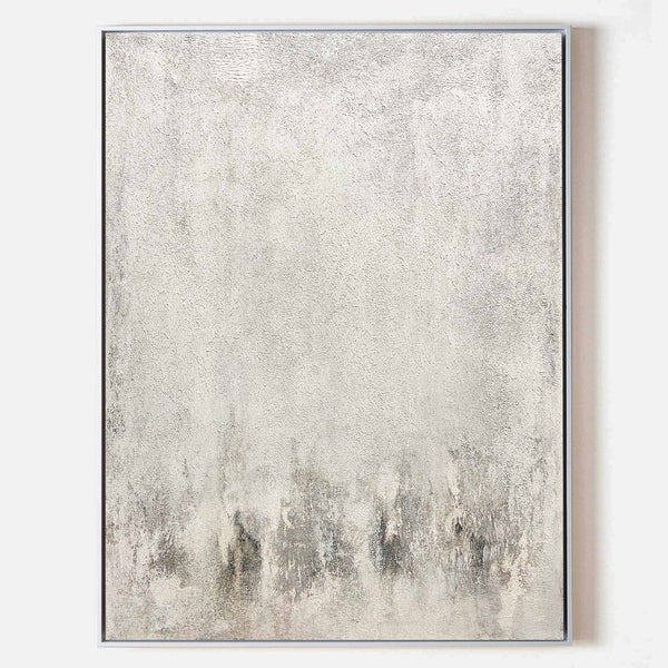 Gray And White Wall Art White Minimalist Painting On Canvas Large Canvas Art 