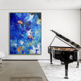 36 x 48 Navy Blue Wall Art Bright Coloured Artwork Multicolor Wall Painting